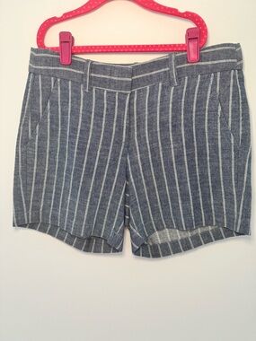 J. Crew Navy and White Pinstripe Bermuda Shorts